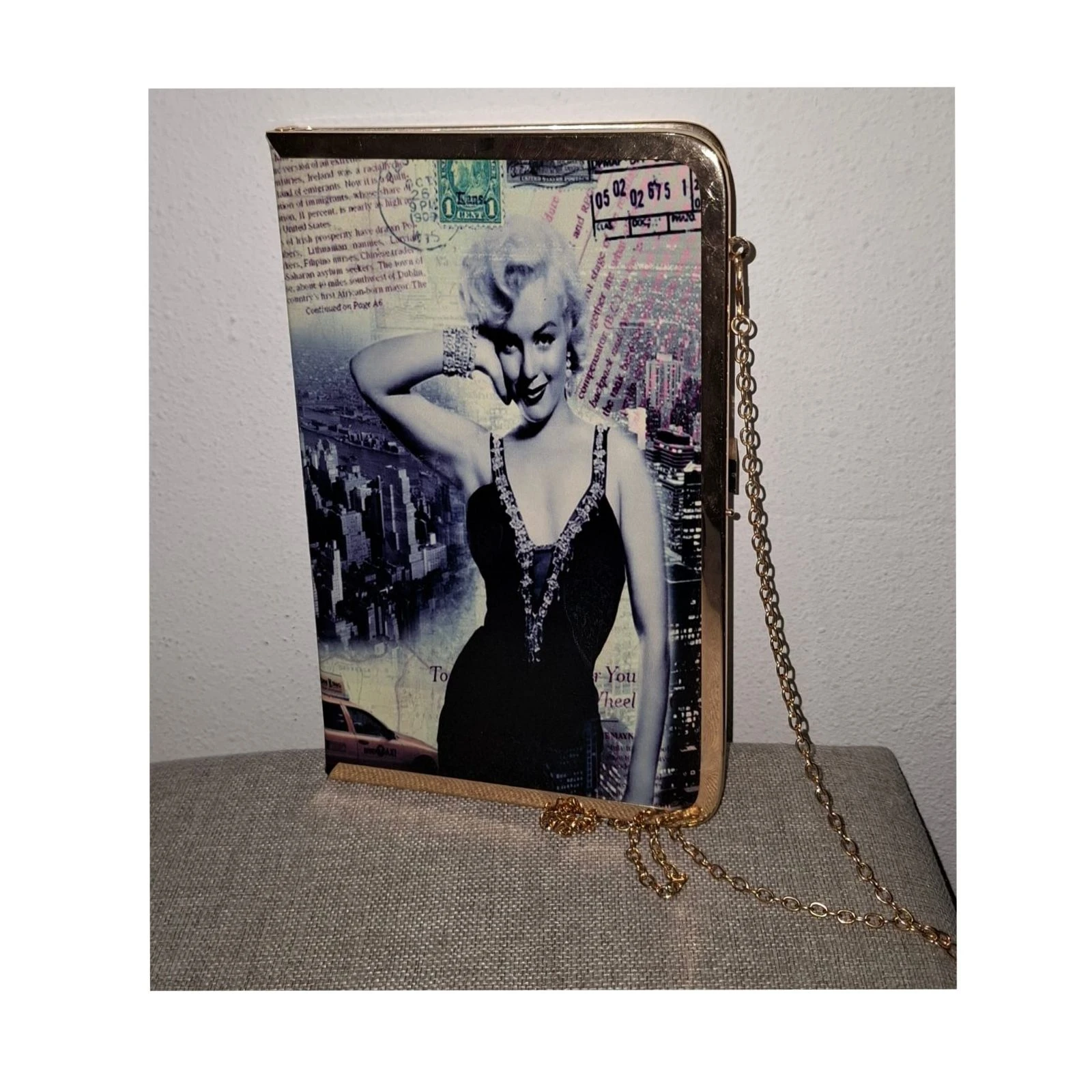 Bolso de Fiesta Marilyn Monroe con Cadena limite edition Y2K Dorada